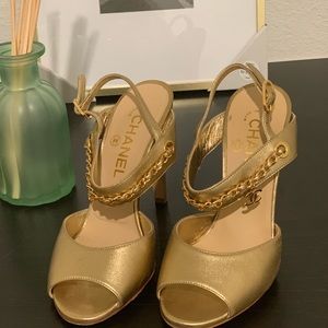 Chanel Gold CC Chain Heels